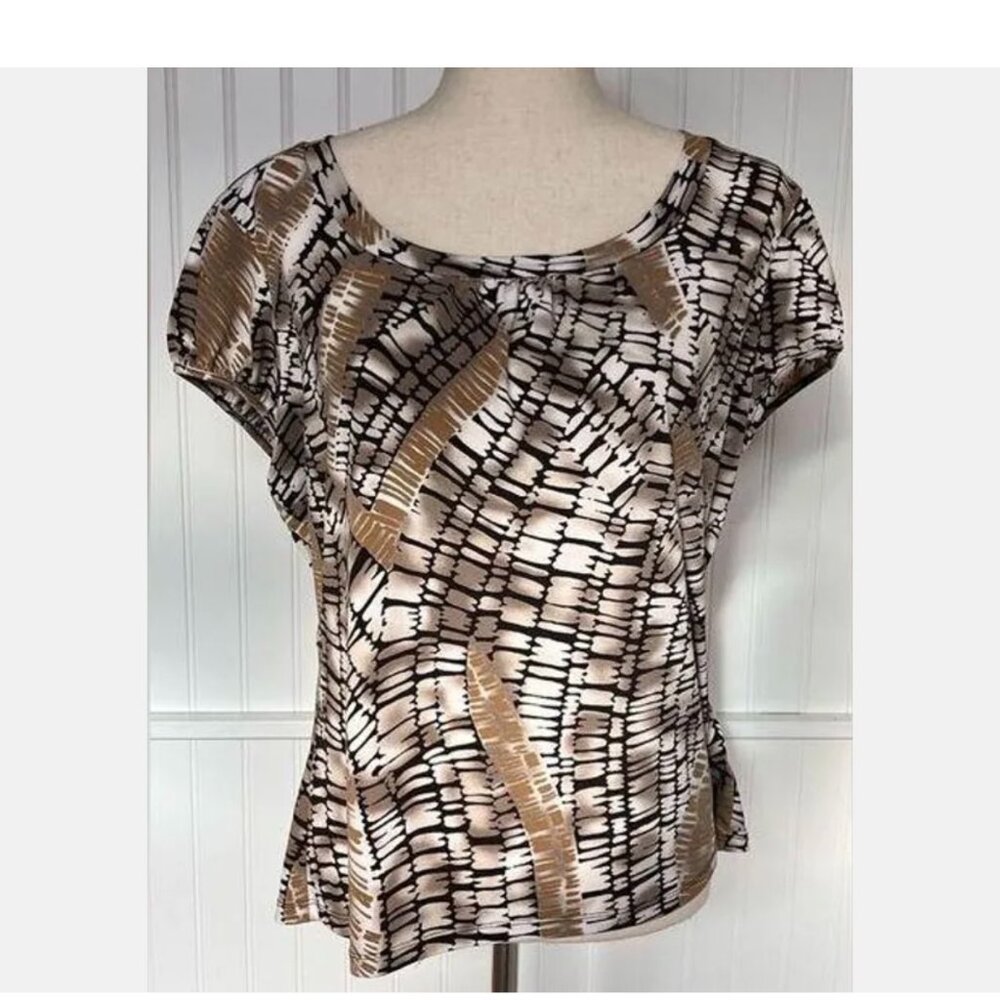 Worthington Sz XL Fabulous Knit Top in Black & Beige  Perfect for Work